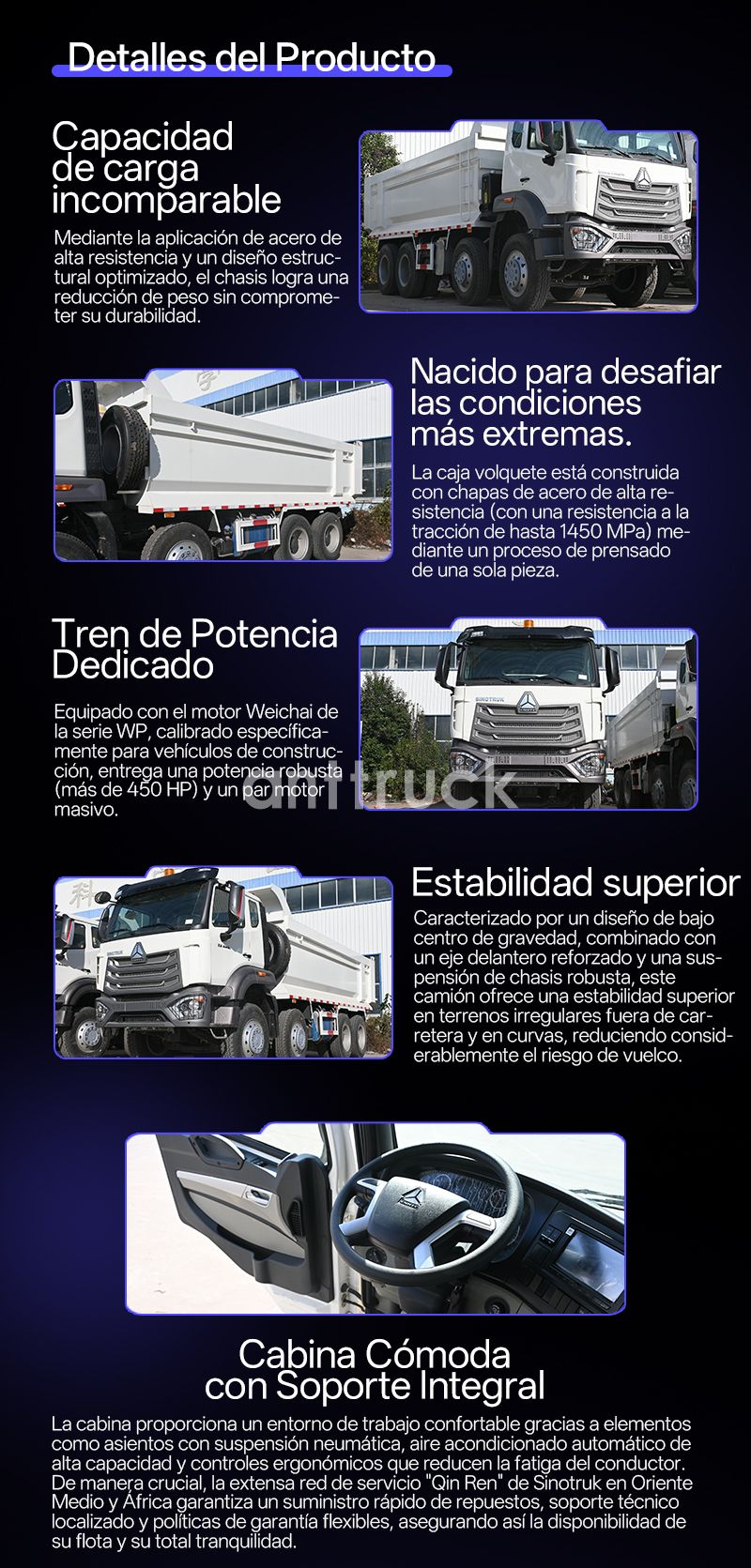 Camión Volquete Sinotruk HOWO NX 8X4 Usado